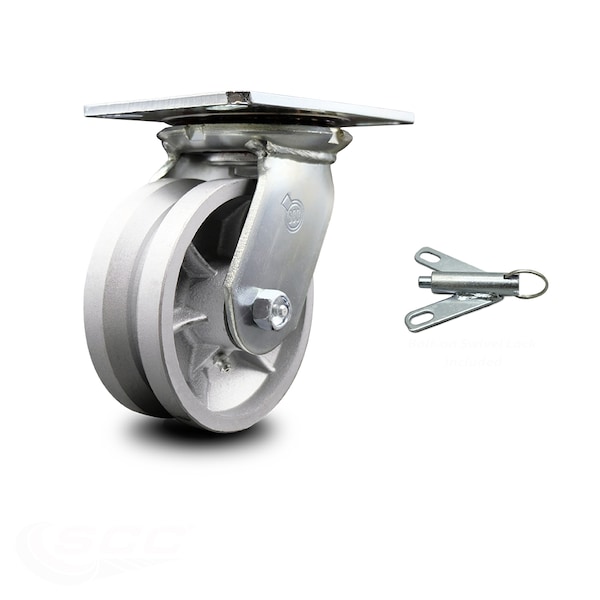 5 Inch Heavy Duty V Groove Semi Steel Caster with Ball Bearing and Swivel Lock